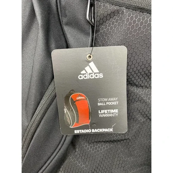 Adidas Black Silver Estadio Backpack Bookbag NEW - Picture 13 of 14